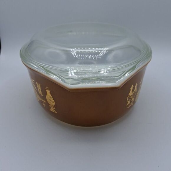 Pyrex Early American Oval Casserole Baking Dish With Lid 1.5 Qt Vintage # 043 - Picture 3 of 14